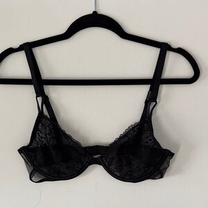 Victoria's Secret Demi Bra Unlined Lace Sexy Size 36C Black Lingerie